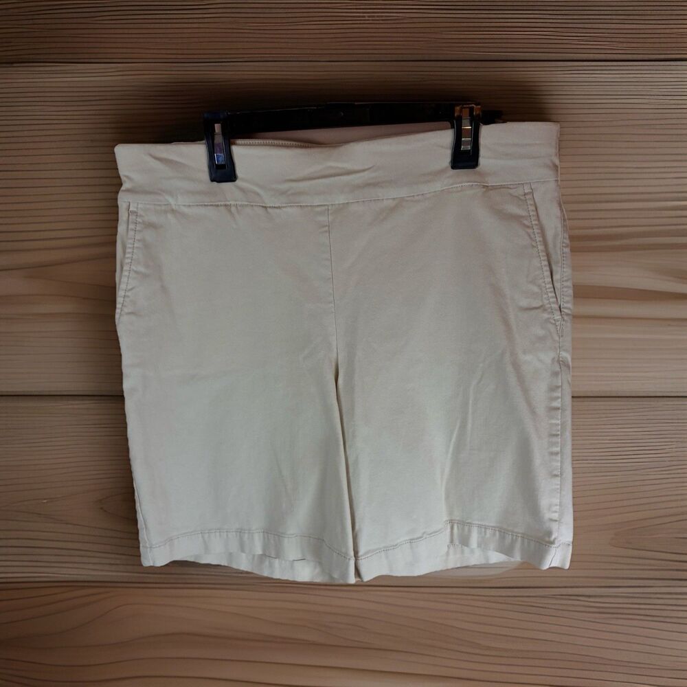 Talbots Women’s Pull On Light Khaki Shorts Size 12 Petite Cotton Blend